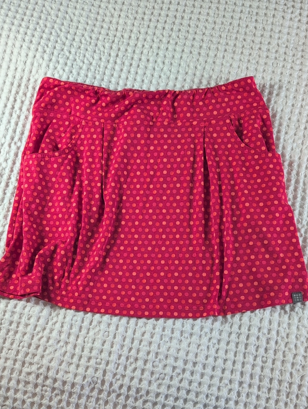 Title Nine Red Pink Polka Dot Skater Skirt Size L